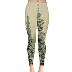 Winter Snow Frost Landscape Forest Trees Woods Leggings  by danenraven