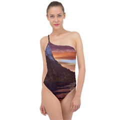 Sunset Island Tropical Sea Ocean Water Travel Classic One Shoulder Swimsuit by danenraven