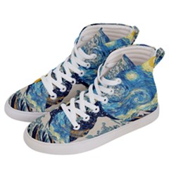 The Great Wave Of Kanagawa Painting Starry Night Vincent Van Gogh Men s Hi-top Skate Sneakers by danenraven