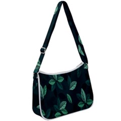 Leaves Pattern Zip Up Shoulder Bag