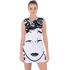 Frida Kahlo  Lace Up Front Bodycon Dress by Sobalvarro