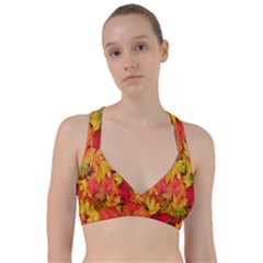 Autumn Background Maple Leaves Sweetheart Sports Bra by artworkshop