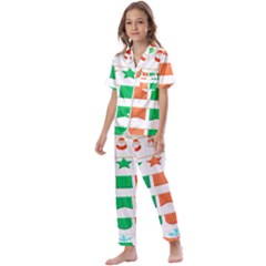 Christmas Bunting Banners Kids  Satin Short Sleeve Pajamas Set