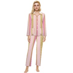 Lace Gold Euclidean Womens  Long Sleeve Velvet Pocket Pajamas Set by artworkshop