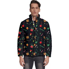Christmas Pattern Texture Colorful Wallpaper Men s Puffer Bubble Jacket Coat