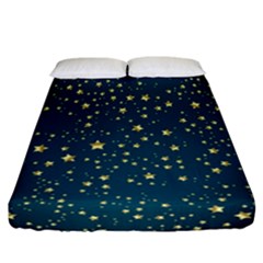 Star Golden Pattern Christmas Design White Gold Fitted Sheet (california King Size) by Ravend