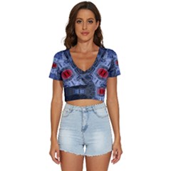 Art Robot Artificial Intelligence Technology V-neck Crop Top by Ravend