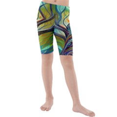 Tree Magical Colorful Abstract Metaphysical Kids  Mid Length Swim Shorts