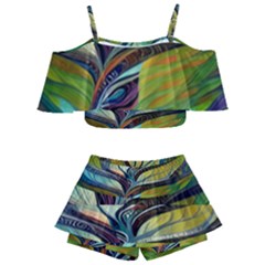 Tree Magical Colorful Abstract Metaphysical Kids  Off Shoulder Skirt Bikini