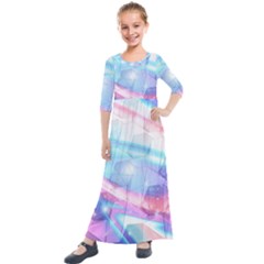 Polygons Bokeh Geometric Art Geometric Background Kids  Quarter Sleeve Maxi Dress by Ravend