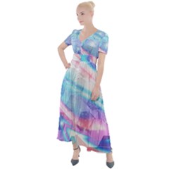 Polygons Bokeh Geometric Art Geometric Background Button Up Short Sleeve Maxi Dress by Ravend