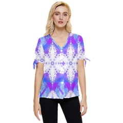 Snowflake Kaleidoscope Template Background Bow Sleeve Button Up Top by Ravend