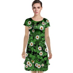 Daisies Clovers Lawn Digital Drawing Background Cap Sleeve Nightdress