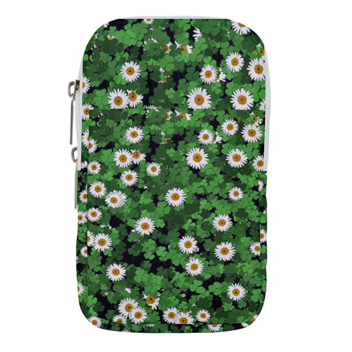 Daisies Clovers Lawn Digital Drawing Background Waist Pouch (Small)