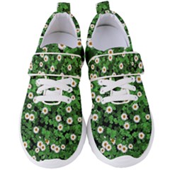 Daisies Clovers Lawn Digital Drawing Background Women s Velcro Strap Shoes