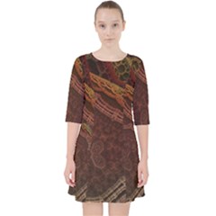 Fractal Pattern Geometric Pattern Disintegration Quarter Sleeve Pocket Dress