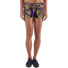 Fractal Glowing Kaleidoscope Yoga Shorts by Ravend