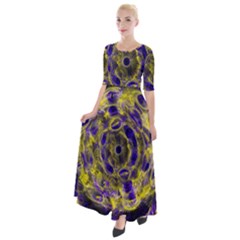 Fractal Glowing Kaleidoscope Half Sleeves Maxi Dress