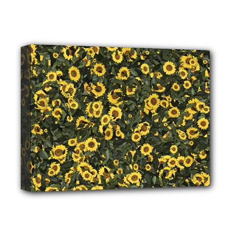 Sunflowers Yellow Flowers Flowers Digital Drawing Deluxe Canvas 16  X 12  (stretched)  by Ravend