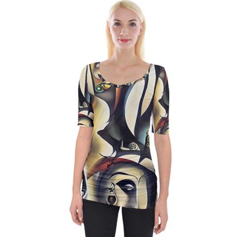 Model Of Picasso Wide Neckline Tee by Sparkle