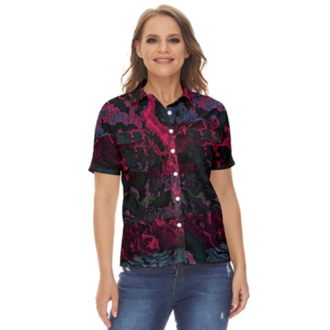 Granite Glitch Women s Short Sleeve Double Pocket Shirt by MRNStudios