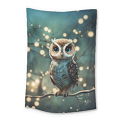 Owl Bird Bird Of Prey Ornithology Animal Small Tapestry by Pakemis