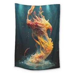 Flame Deep Sea Underwater Creature Wild Large Tapestry by Pakemis