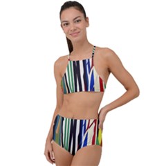 Abstract Trees Colorful Artwork Woods High Waist Tankini Set by Pakemis