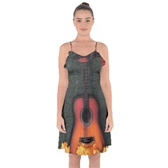 Guitar Ropes Music Instrument Sound Melody Ruffle Detail Chiffon Dress by Pakemis