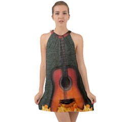 Guitar Ropes Music Instrument Sound Melody Halter Tie Back Chiffon Dress by Pakemis