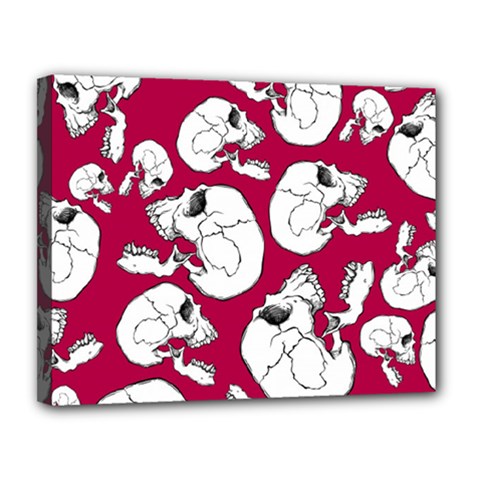 Terrible Frightening Seamless Pattern With Skull Canvas 14  X 11  (stretched)