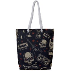 Grunge Seamless Pattern With Skulls Full Print Rope Handle Tote (small) by Pakemis