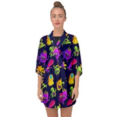 Space Patterns Half Sleeve Chiffon Kimono by Pakemis