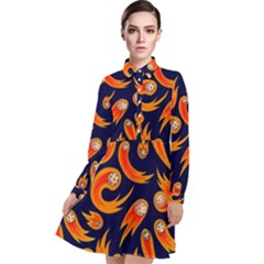 Space Patterns Pattern Long Sleeve Chiffon Shirt Dress by Pakemis