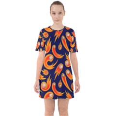 Space Patterns Pattern Sixties Short Sleeve Mini Dress by Pakemis