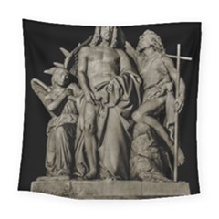 Catholic Motif Sculpture Over Black Square Tapestry (large) by dflcprintsclothing