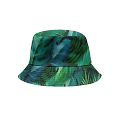 Tropical Green Leaves Background Inside Out Bucket Hat (kids) by Pakemis