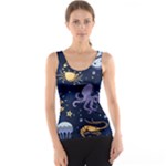 Marine Seamless Pattern Thin Line Memphis Style Tank Top