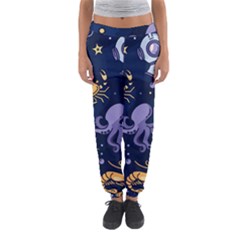 Marine Seamless Pattern Thin Line Memphis Style Women s Jogger Sweatpants by Pakemis