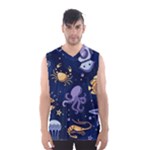 Marine Seamless Pattern Thin Line Memphis Style Men s Basketball Tank Top