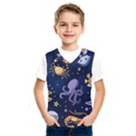 Marine Seamless Pattern Thin Line Memphis Style Kids  Basketball Tank Top