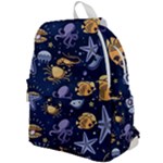 Marine Seamless Pattern Thin Line Memphis Style Top Flap Backpack