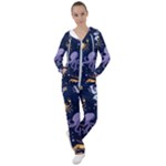 Marine Seamless Pattern Thin Line Memphis Style Women s Tracksuit