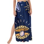 Marine Seamless Pattern Thin Line Memphis Style Maxi Chiffon Tie-Up Sarong