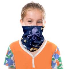 Marine Seamless Pattern Thin Line Memphis Style Face Covering Bandana (kids) by Pakemis