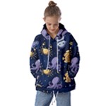 Marine Seamless Pattern Thin Line Memphis Style Kids  Oversized Hoodie