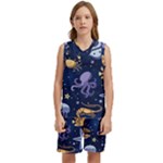 Marine Seamless Pattern Thin Line Memphis Style Kids  Basketball Mesh Set