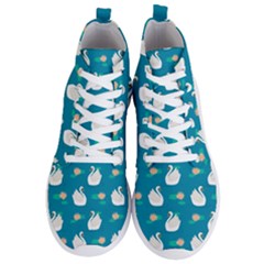 Elegant Swan Pattern With Water Lily Flowers Men s Lightweight High Top Sneakers by Pakemis