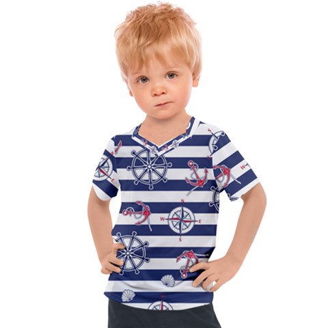 Seamless Marine Pattern Kids  Sports Tee by Pakemis