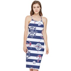 Seamless Marine Pattern Bodycon Cross Back Summer Dress by Pakemis